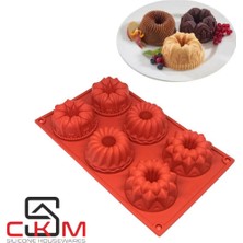 Silikon Baton Kek Kalıbı ve 6lı Tepsi Muffin Kalıp Kırmızı Kek Kalıbı