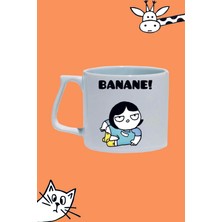 Banane! Tasarım Baskılı Beyaz Lüks Sap Kupa Bardak