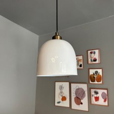 Deep Beyaz Eskitme Yarım Lale Başlık Tekli Avize Sarkıt Salon Mutfak Butik Lamba Aydınlatma Avizeler