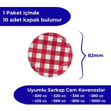 Hijyenik Paketli 10 Adet Kavanoz Kapağı – Mat Kırmızı Ekose – 82 mm