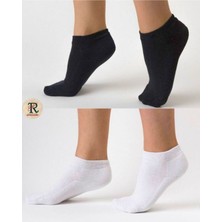Trampler Unisex 10 Çift Ekonomik Siyah-Beyaz Patik Pamuk Çorap