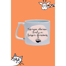 Soran Olursa Kahve Içiyor Dersiniz Tasarım Baskılı Beyaz Lüks Sap Kupa Bardak