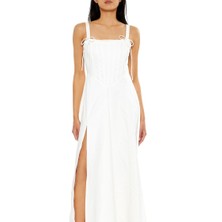 F21 Poplin Korse Maxi Elbise