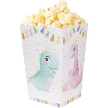 Sevimli Dinozor Temalı Karton Mısır Kutusu Popcorn Kutusu 8'li