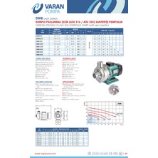Alavan Varan Dwk 200T Açık Çarklı Paslanmaz Santrifüj Pompa 2 Hp / 1.5 Kw, Trifaze 380 V, 14 Mss (Aısı 316)