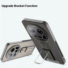 4u Sky Xiaomi 15 Ultra Için Kickstandlı Kılıf, Parmak Izi Önleyici Ipek Dokulu Pu+Tpu Telefon Arka Kapağı-Gri (Yurt Dışından)