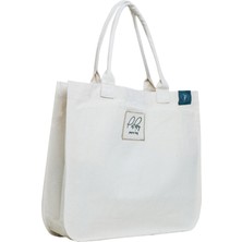 Papary Canvas Çanta / Papary Nakış / Doğal Bej Canvas Kumaş Nakışla Işlenmiş Logo Detaylı