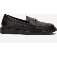 Dericlub Kadın Kalın Taban Loafer Ayakkabı Gerçek Deri Rc 40220 Siyah