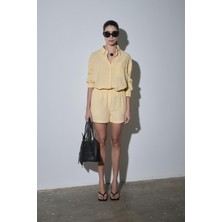 Sarı Zoe Basic Keten Şort