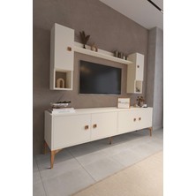 %100 Mdf Tv Ünitesi Raflı Dolaplı Kapaklı