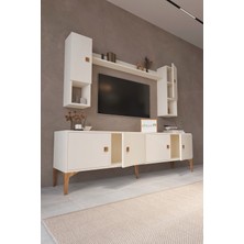 %100 Mdf Tv Ünitesi Raflı Dolaplı Kapaklı