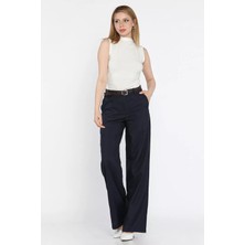 Gülseli Kadın Kemerli Bol Paça Pantolon P-00016619