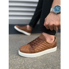Zerenyus JY166 Prestige Bağcıklı Kapitone Desenli Erkek Günlük Sneaker - Taba