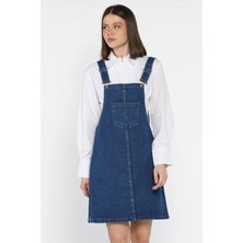 Kadın Ön Cep Detaylı Jean Kot Salopet Elbise P-00016787