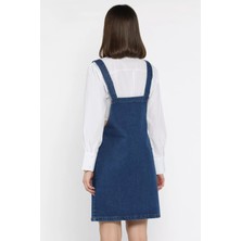 Kadın Ön Cep Detaylı Jean Kot Salopet Elbise P-00016787