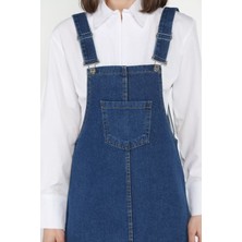 Kadın Ön Cep Detaylı Jean Kot Salopet Elbise P-00016787