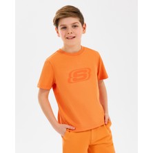 Skechers B Essentials T-Shirt Büyük Erkek Çocuk Turuncu Tshirt SK232080-701
