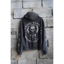Rebel Saints Hoodie Siyah Kapşollu Oversize Sweatshirt