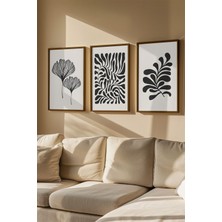 3 Parça Gerçek Ahşap Renkli Çerçeveli Tablo Seti - Model 31