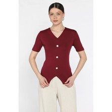 Gülseli Kadın Inci Düğme Detaylı Likralı Bluz P-00016684