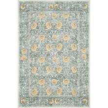 Cool Halı Daisy Mint Yeşili Halı Makinede Yıkanabilir Çiçekli Bohem Dokuma Şönil Halı Rustik Tarz Vintage Halı