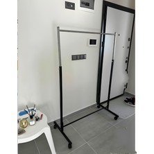 Home Bella Homebella Paslanmaz Metal Konfeksiyon Elbise Kıyafet Askılık Tekerlekli Portatif Eşek Vitrin