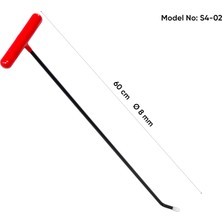 60 cm 6 mm Tek Kıvrımlı Vida Dişli Uçlu Boyasız Göçük Düzeltme Çubuğu - S4-02, Pdr Çubuk