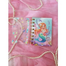 Simli Sulu Kapaklı Süslü 8,5 cm x 10 cm Denizkızı Not Defteri 🧜‍♀️çizgili (1 Adet)