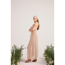 Şal Detaylı Etek Bluz Üçlü Bohemy Takım Bej