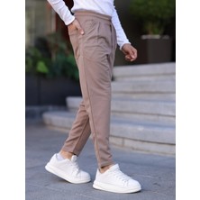 Erkek Örme Kumaş Pileli Duble Paça Rahat Kalıp Casual Jogger Pantolon