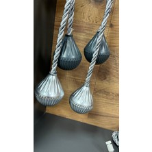 4 Toplu Perde Tavan Bağlama Aksesuarı 2 Adet Perde Bağı, Perde Süsü Jüt Ip Perde Toplayıcı Fon Perde Tutacağı (Antrasit-Gümüş)