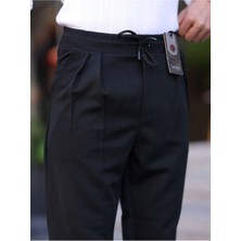 Erkek Örme Kumaş Pileli Duble Paça Rahat Kalıp Casual Jogger Pantolon