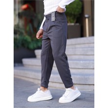 Erkek Örme Kumaş Pileli Duble Paça Rahat Kalıp Casual Jogger Pantolon