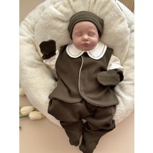 Yelekli Hastane Çıkışı Set - Haki / (Yelek, Pantolon, Body, Bere, Eldiven)