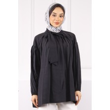 İmaj Butik Siyah Yaka Detaylı Balon Kol Tunik