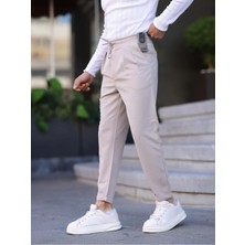 Erkek Örme Kumaş Pileli Duble Paça Rahat Kalıp Casual Jogger Pantolon