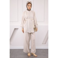 İmaj Butik Vizon Gömlek Pantolonlu Keten Takım