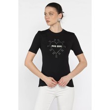 Gülseli Kadın Taş Işlemeli Baskılı Bluz P-00016481