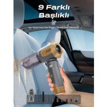 7go Ahv-14 2'si 1 Arada Kablosuz Araç Içi Süpürge Turuncu | 18000PA Güçlü Vakum + Üfleme | Cam Kırıcı & Kemer Kesici Acil Durum Özellikli