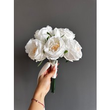 Islak Dokulu Şakayık Gelin Buketi-Premium Şakayık Gelin Çiçeği Damat Yaka Çiçeği 2 Li Set