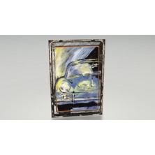 Blue Yellow 356 A Coupe Klasik Nostaljik Arabalar Retro Ahşap Poster