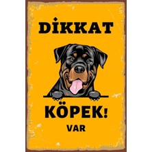 Dikkat Köpek Var Retro Ahşap Poster 002