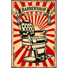 Berber Shop Kuaför Retro Ahşap Dekorasyon Poster, Tablo (20X30) cm