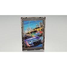 Nascar Wwt Raceway Klasik Nostaljik Araba Yarışı Retro Ahşap Poster