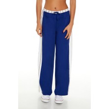 F21 Çizgili Büzgülü Wide-Leg Pantolon