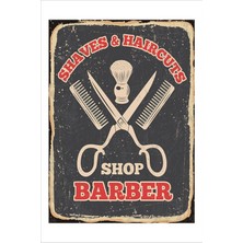 Yeni Yıldız Reklam Retro Barber Shop 20 x 30 Tablo