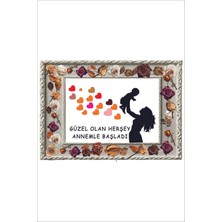 Yeni Yıldız Reklam Anneler Günü Hediye Ahşap Çerçeve Görünümlü Çiçekli Tablo 25 x 35  cm