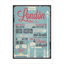 Yeni Yıldız Reklam Retro Welcome To London Vintage 20 x 30 Tablo