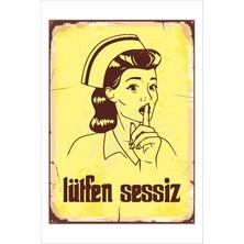Yeni Yıldız Reklam Retro Hemşire Lütfen Sessiz Vintage 20 x 30 Tablo