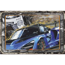 Mc Laren Senna Klasik Nostaljik Araba Yarışları Retro Ahşap Poster